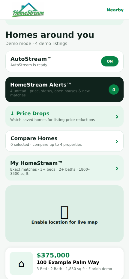 HomeStream prototype nearby discovery screen